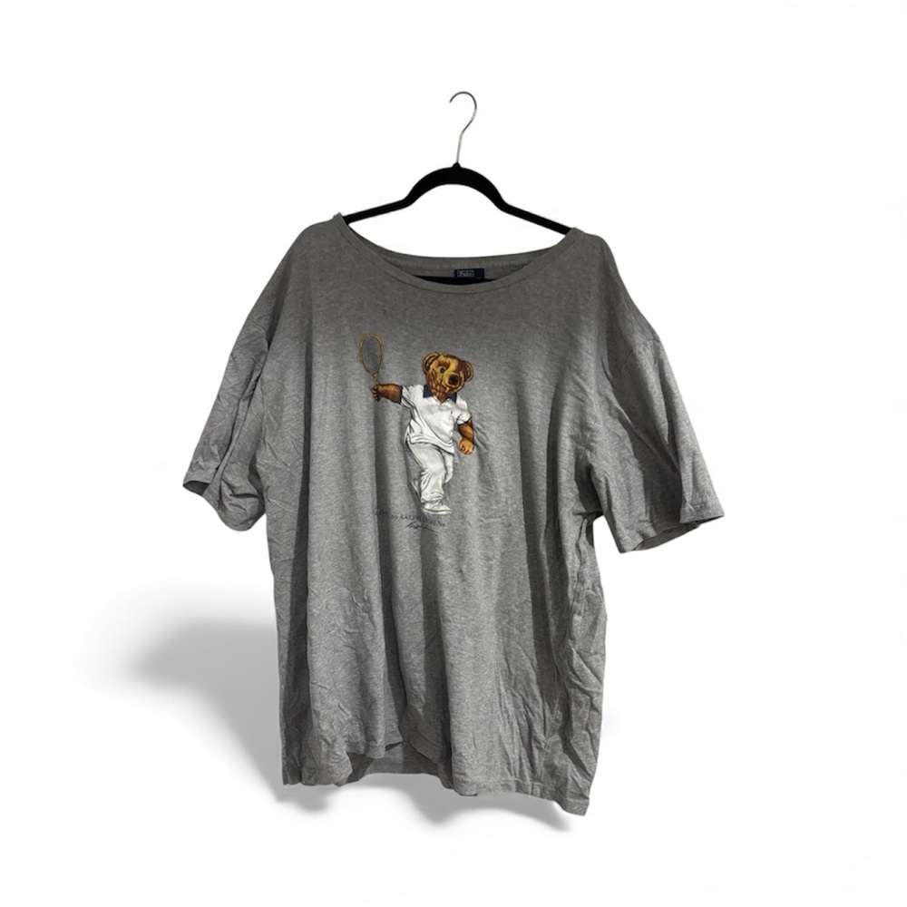 Gray Tennis Bear Polo Graphic T-Shirt